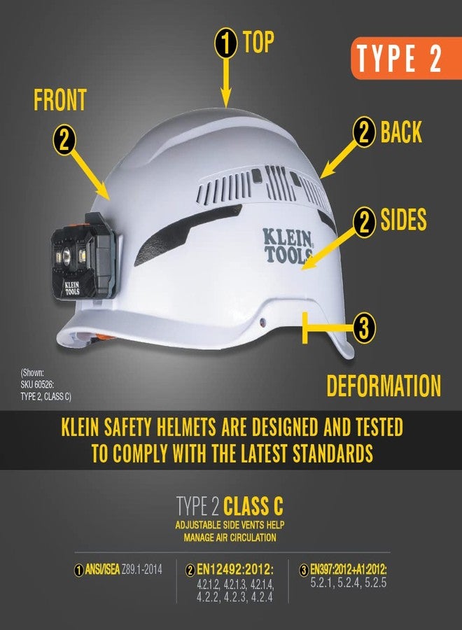 Klein Tools Safety Helmet, Type-2 Safety Helmet, Vented, Class C - Image 3