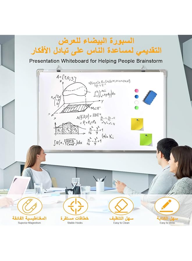 erorex Magnetic Whiteboard Wall Mounted Dry Erase White Board 60X90Cm Large Single Sided Magnetic Writing Board Stain Resistant Easel Whiteboard With Aluminum Frame For Office School Classroom Learning Aid  - Image 2