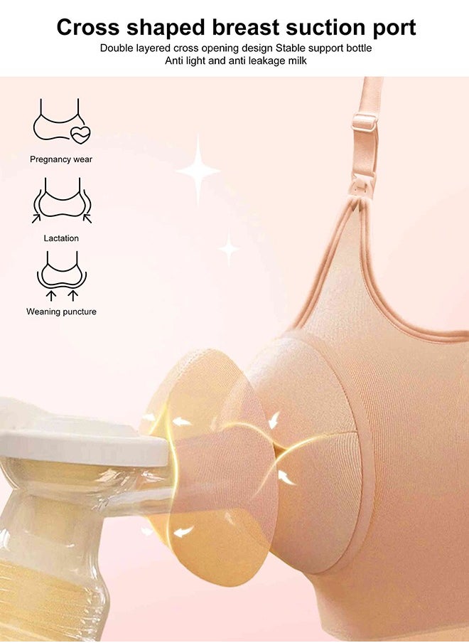 HomarKet Hands Free Pumping And Adjustable Breast-Pump Holding With Nursing Bra - Beige, XL  - Image 4