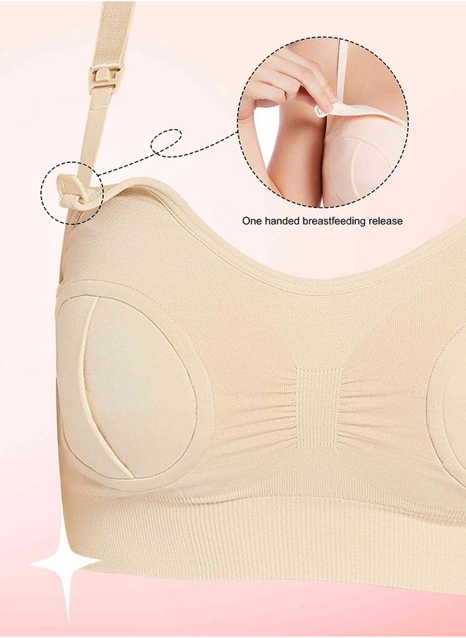 HomarKet Hands Free Pumping And Adjustable Breast-Pump Holding With Nursing Bra - Beige, XL  - Image 5