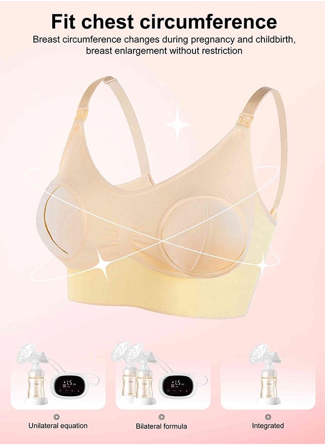 HomarKet Hands Free Pumping And Adjustable Breast-Pump Holding With Nursing Bra - Beige, XL  - Image 3