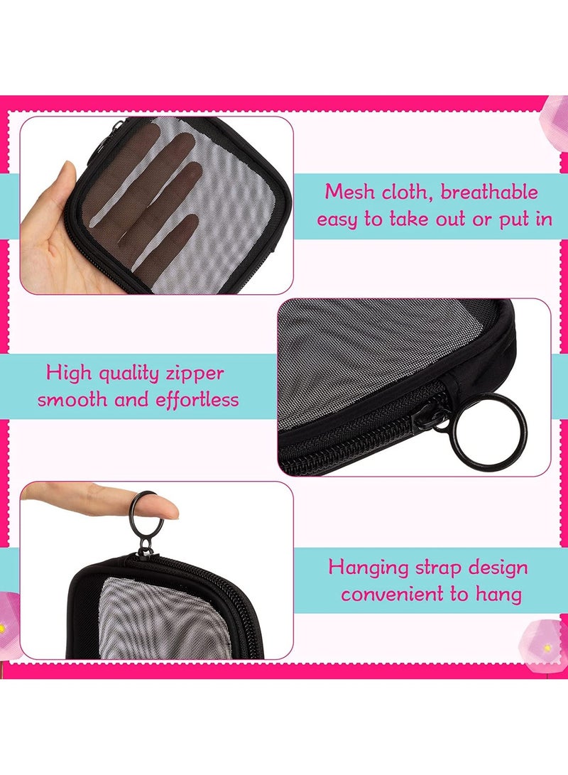 خاجول مجموعة 4 حقائب ميني شبكية، مادة نايلون شبكي متين، حقيبة تجميل شفافة وقابلة للتنفس، منظمة مستحضرات التجميل للسفر والاستخدام اليومي، اللون الأسود - Image 2
