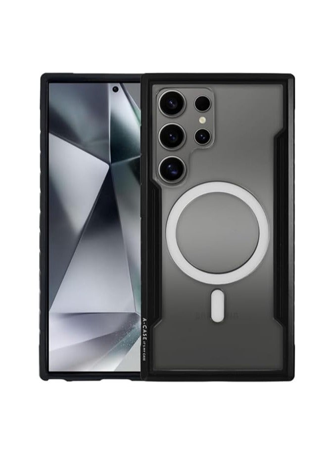 A-CASE حافظة A-CASE Galaxy S24 Ultra، سلسلة أسكار مغناطيسية متوافقة مع حافظة واضحة متينة بحواف مريحة - أسود - Image 4