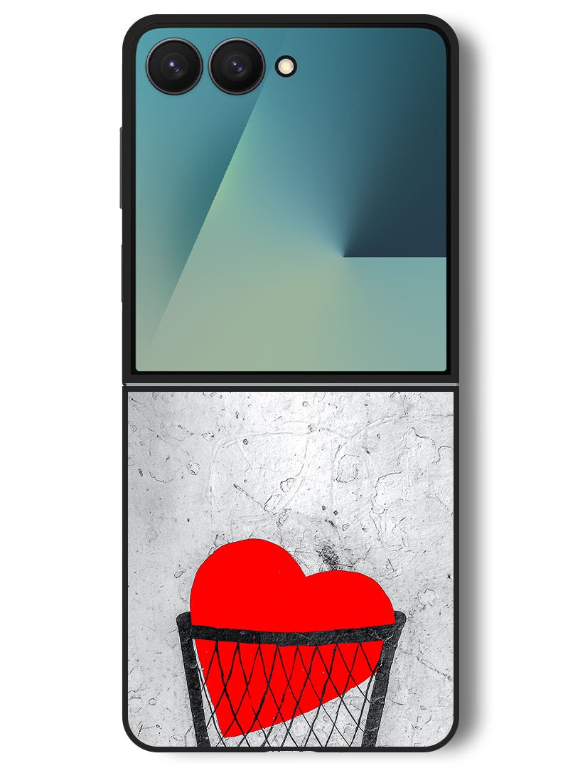 Theodor Case Compatible with Samsung Galaxy Z Flip 7 - 6.9 Inch Protection Shockproof Bumper Cover heart_love_sad - Image 1