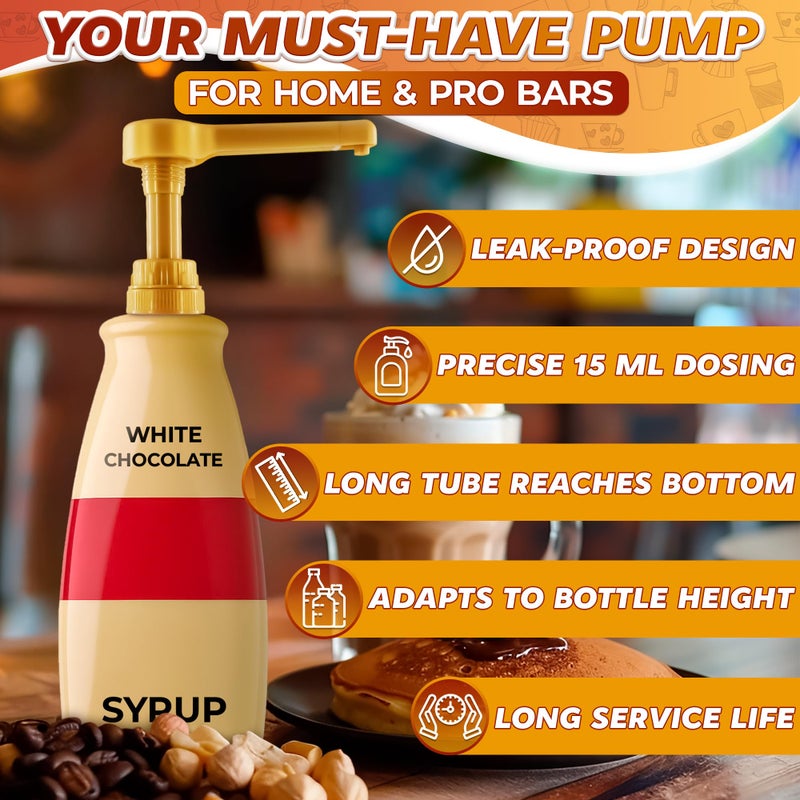 ALPENKOK Pump for Coffee Syrup Bottle Set of 3 â€“ Compatible with Torani, Davinci (64oz), and Ghirardelli (87-90oz) Bottles | Sauce Pump Dispenser 0.5oz Each Press â€“ Adjustable Long Tube & Lockable Design - Image 4