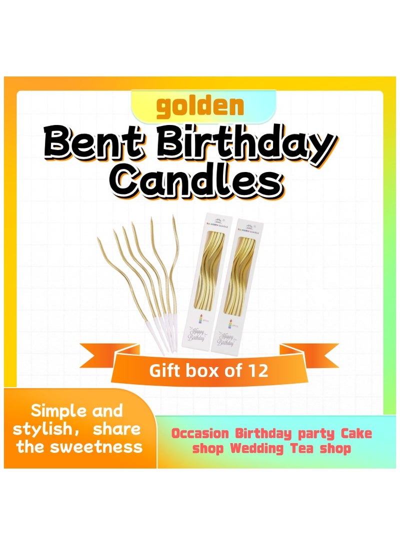 12 Gold Arc Birthday Candles | Eid/Dubai Party Decoration | Eco-Friendly & Photogenic - Image 1