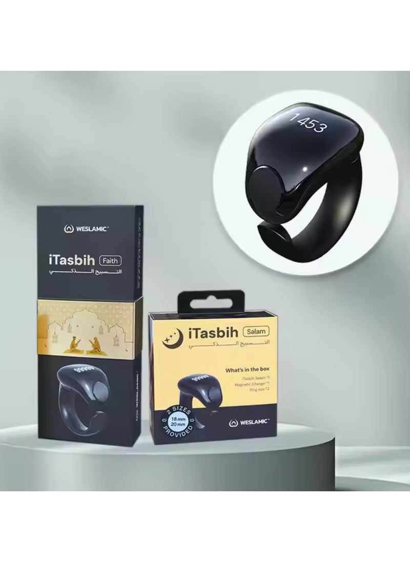 Panvil - Smart Zikr Rings, Smart Electronic Finger Counter with OLED Display with 3 Replaceable Sizes （18/20/22mm）APP Support Digital Prayer Reminder Rings, Tasbeeh Counter and Dhikr Rings - Image 1