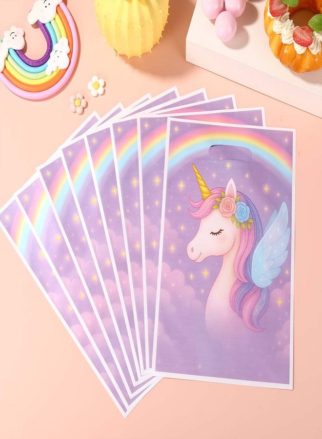 Fukaisu 50pcs Unicorn Party Favor Bags with Handles, Unicorn Rainbow Theme Plastic Goodie Candy Gift Goody Bags for Kids Birthday Party Supplies - Image 3