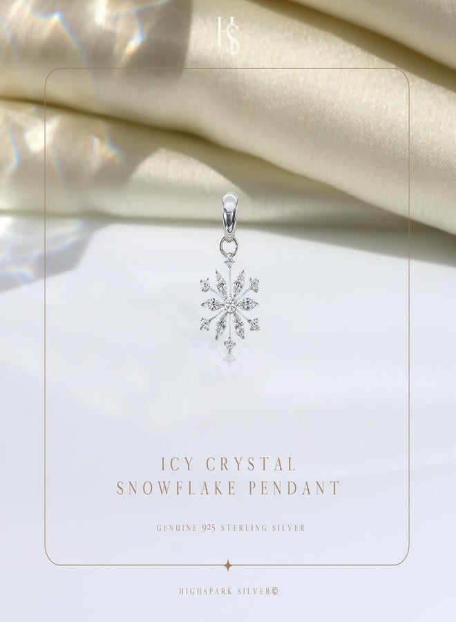 HighSpark 925 Silver Classic Snowflake Solitaire Pendant | 92.5 Sterling Silver and Diamond like Brilliance Sparkling Zirconia | Lovely Gift - Classic Snowflake - Image 3