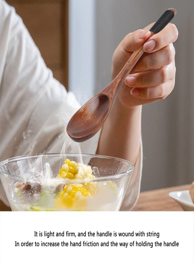 Zerodis Wooden Silverware, 3 Sets Japanese Spoon and Fork Small Wooden Spoon Kitchen Utensils with Winding Handle - Image 2