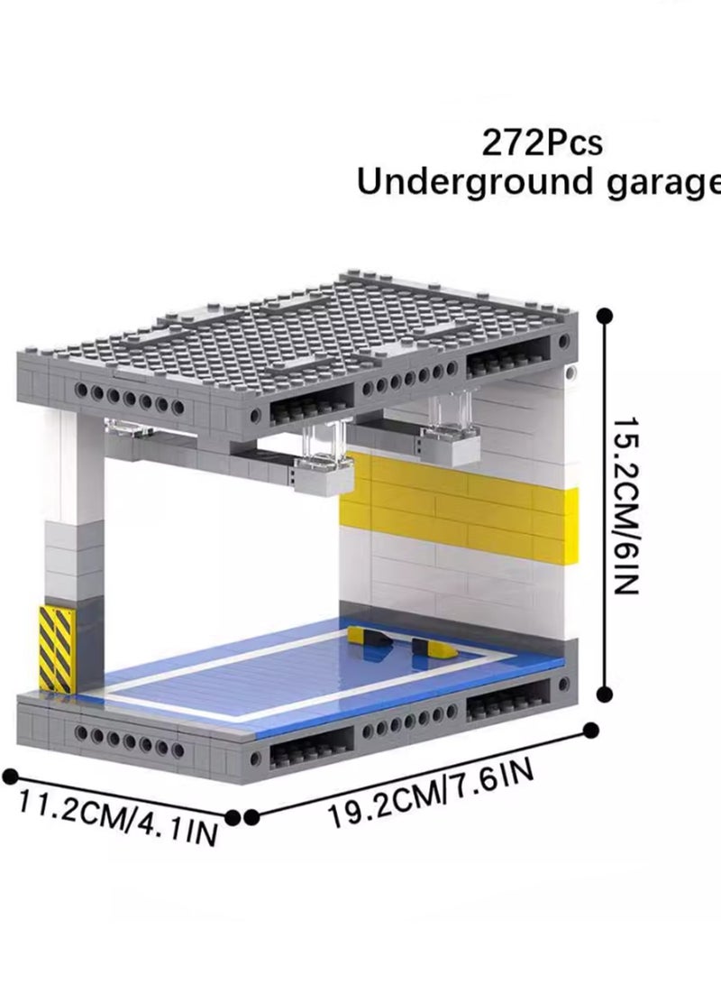 Children's Self-assembly Car Scene Series Small Particle Assembly Building Block Model (Blue Base Underground Garage 272Pcs) - Image 2