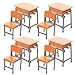 Veemoon Dollhouse School Furniture Miniature Plastic Classroom Desk Ddoll School Supplies Mini Desk Model Dollhouse Table Chair Set Realistic Classroom Decoration for Craft DIY Collection Accessory - Image 2