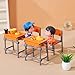 Veemoon Dollhouse School Furniture Miniature Plastic Classroom Desk Ddoll School Supplies Mini Desk Model Dollhouse Table Chair Set Realistic Classroom Decoration for Craft DIY Collection Accessory - Image 4
