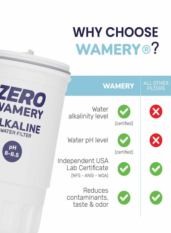 واميري فلتر إبريق قلوي من 5 مراحل من Wamery، قطعتان - بديل لأباريق وموزعات طراز ZR‑017، يُحسّن درجة الحموضة والطعم، مصنوع من الكربون النشط + تبادل الأيونات، تركيب مانع للتسرب، سهل التركيب - Image 4
