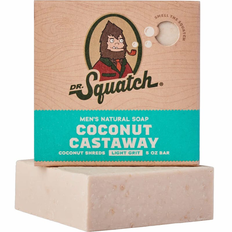 Dr. Squatch All Natural Bar Soap for Men with Light Grit, Coconut Castaway 5 Ounce (Pack of 1) 0.02 pounds - Image 1