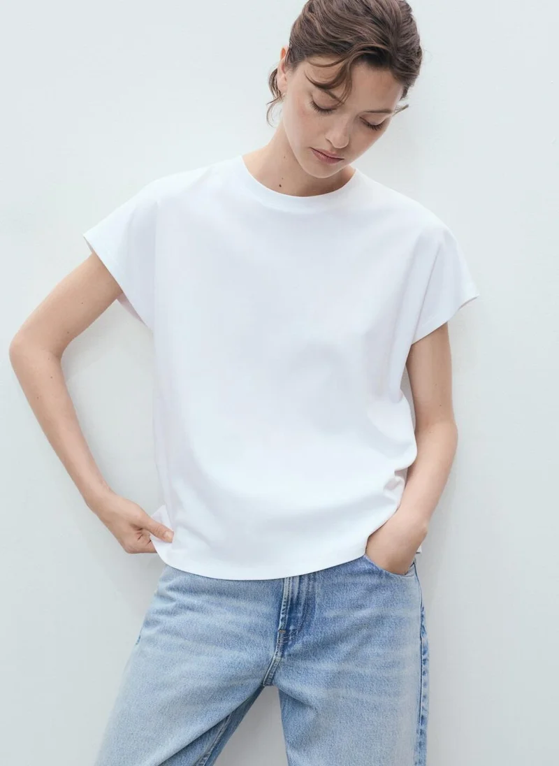 MANGO Rounded neck cotton t-shirt