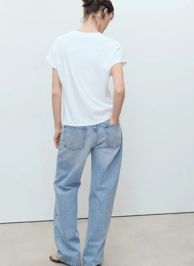 MANGO Rounded neck cotton t-shirt