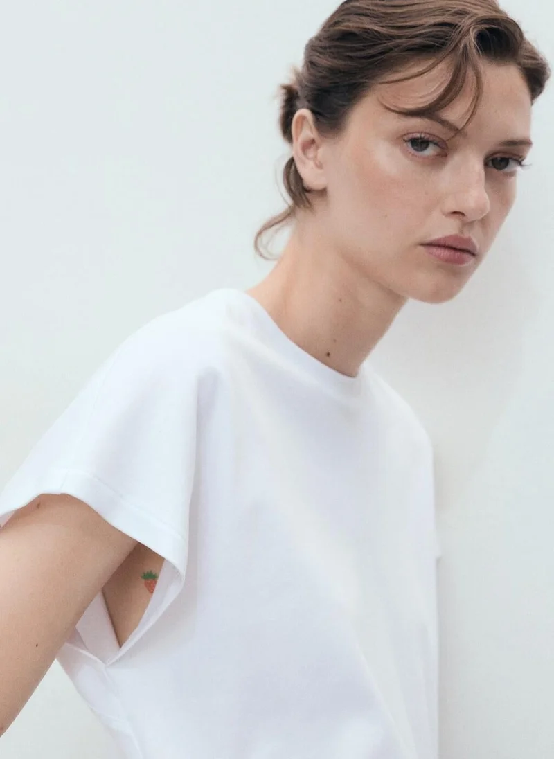 MANGO Rounded neck cotton t-shirt