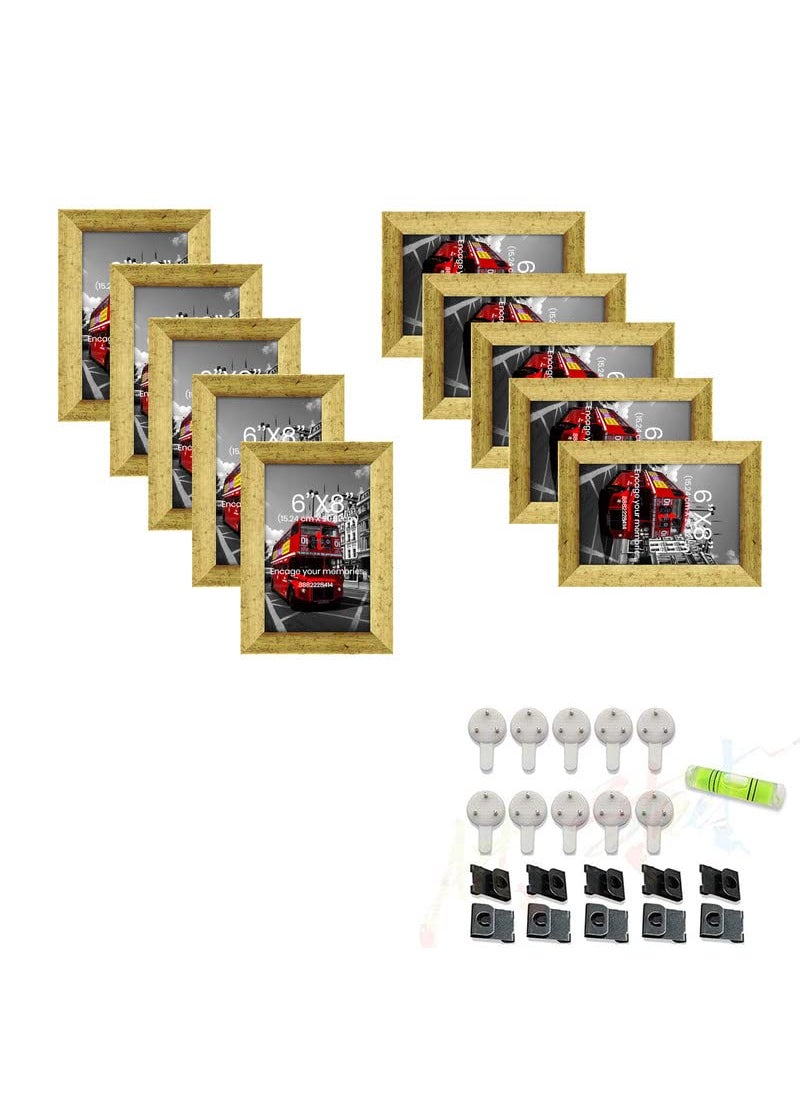 Art Street Art Street Set of 10 Individual Wall Photo Frame Golden 6x8 Inches for home decoration.  - Image 1