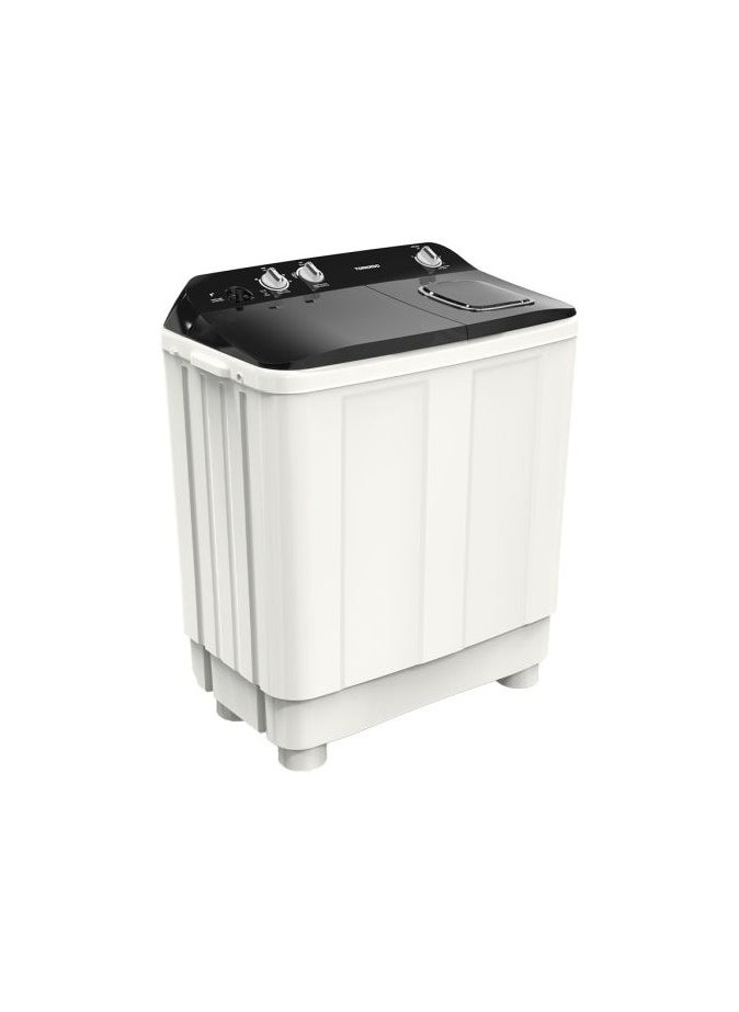 TORNADO - TORNADO 7 KG Twin Tub Half Automatic Washing Machine, Mechanical Wash Timer, Intuitive Control, Durable Spin Motor, 1200 RPM, White x Black TMH-HS07C(WK) - Image 1