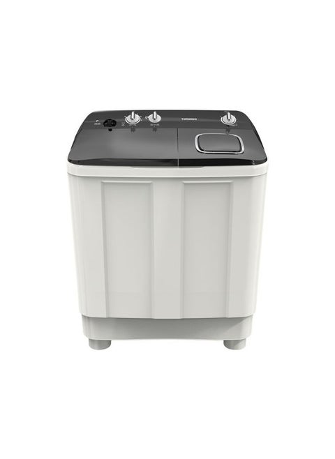 TORNADO 7 KG Twin Tub Half Automatic Washing Machine, Mechanical Wash Timer, Intuitive Control, Durable Spin Motor, 1200 RPM, White x Black TMH-HS07C(WK)