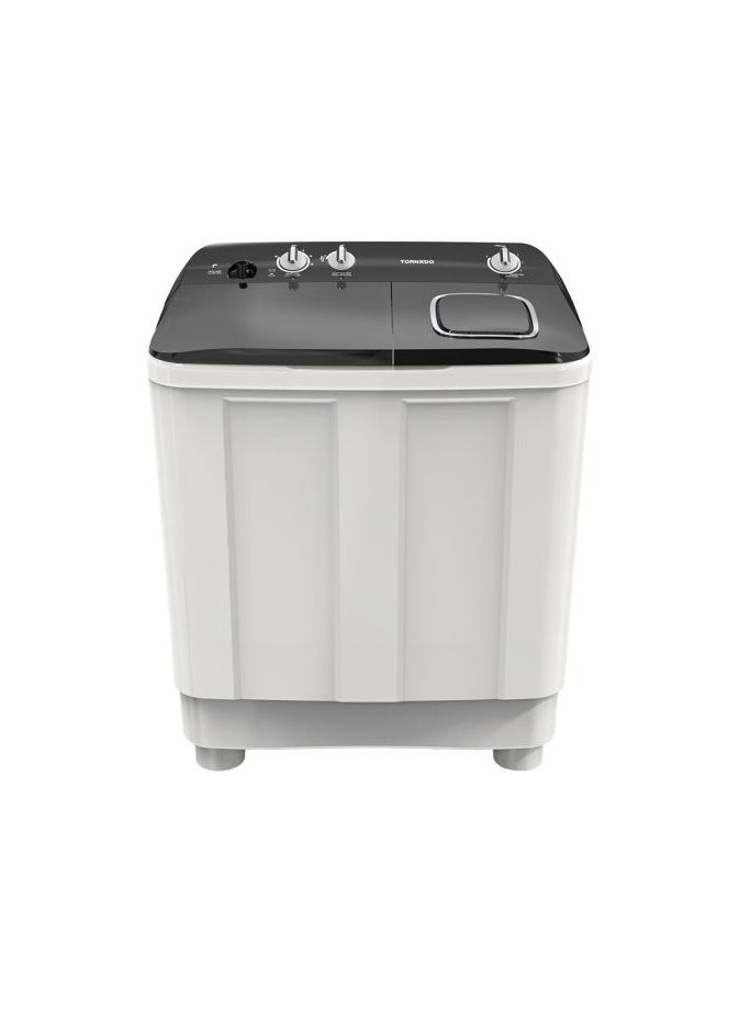 TORNADO - TORNADO 7 KG Twin Tub Half Automatic Washing Machine, Mechanical Wash Timer, Intuitive Control, Durable Spin Motor, 1200 RPM, White x Black TMH-HS07C(WK) - Image 1