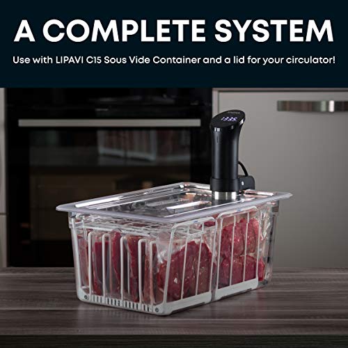 LIPAVI N15X Sous Vide Rack with Anti Float - Adjustable, Collapsible, Ensures even warming with Sous Vide Cooking - White Polycarbonate with 316L Stainless steel weights - Fits C15 Container - Image 3