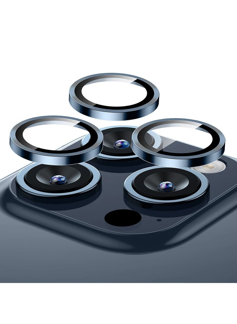 ديفيا واقي عدسة كريستال لهاتف iPhone 15 Pro و15 Pro Max لسلسلة Peak (3 قطع) - أزرق