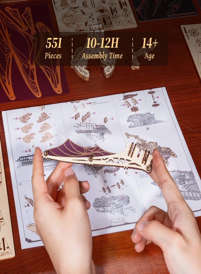 FUNPOLA 3D Wooden Puzzle Pirate Ship Model - Sailing Ship Building Kit, Adventure, Home Decor Display, Creative Gift for Adults and Teens (Purple) - Image 4