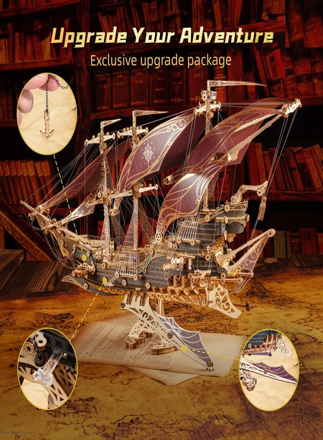 FUNPOLA 3D Wooden Puzzle Pirate Ship Model - Sailing Ship Building Kit, Adventure, Home Decor Display, Creative Gift for Adults and Teens (Purple) - Image 5