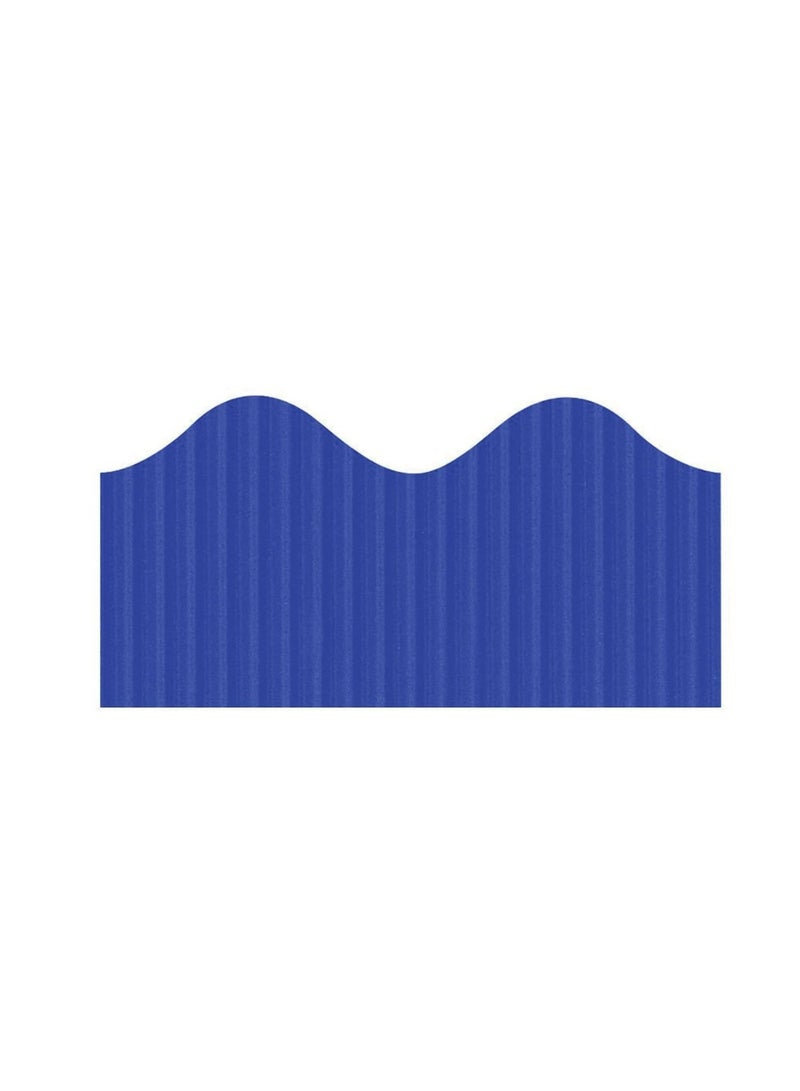 Maxi 1-Piece Corrugated Scalloped Borderette Border For School Displays, Classroom Decorations and Bulletin Boards Tape Dark Blue - Image 2