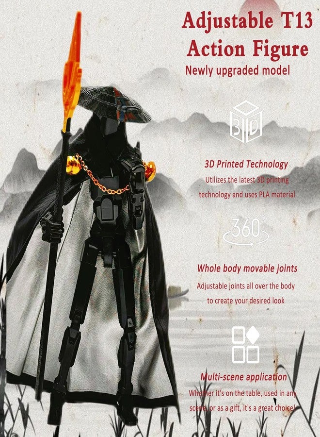 Binvin Assembly Completed Lucky 13 Action Figures, Titan 13 Action Figure,3D Printed T13 Action Figure Multi-Jointed Movable, Dummy Hand Painted Figure, Desktop Decorations Game Gifts, (A-Black Purple) - Image 3