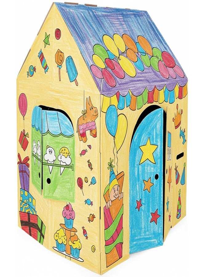 Easy Playhouse Birthday - Kids Art & Craft for Indoor & Outdoor Fun, Color, Draw, Doodle - Decorate & Personalize The Cardboard Fort, 32" X 26. 5" X 40. 5" - Age 3+ - Image 5