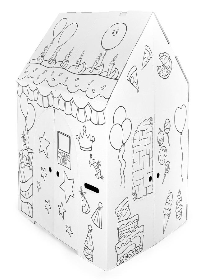 Easy Playhouse Birthday - Kids Art & Craft for Indoor & Outdoor Fun, Color, Draw, Doodle - Decorate & Personalize The Cardboard Fort, 32" X 26. 5" X 40. 5" - Age 3+ - Image 4