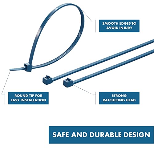 Kable Kontrol Metal Detectable Zip Ties – 8” Inch Long – Blue - 40 Lbs Tensile Strength – 100 Pcs/Pack | Iron Impregnated Nylon 6-6 | Durable | Cable Management Wire Wraps - Image 4