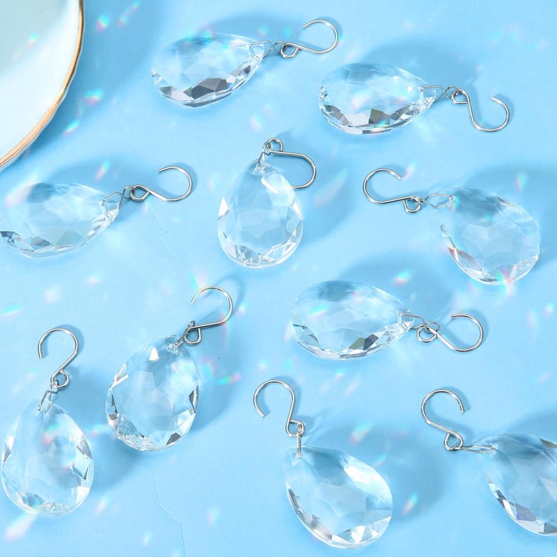 HYBEADS 10pcs 38mm Crystal Suncatcher, Hanging Clear Teardrops Crystals Chandelier Parts Prisms Pendants with Hook for Windows Lamp Christmas Tree Decorations Home Decor - Image 5