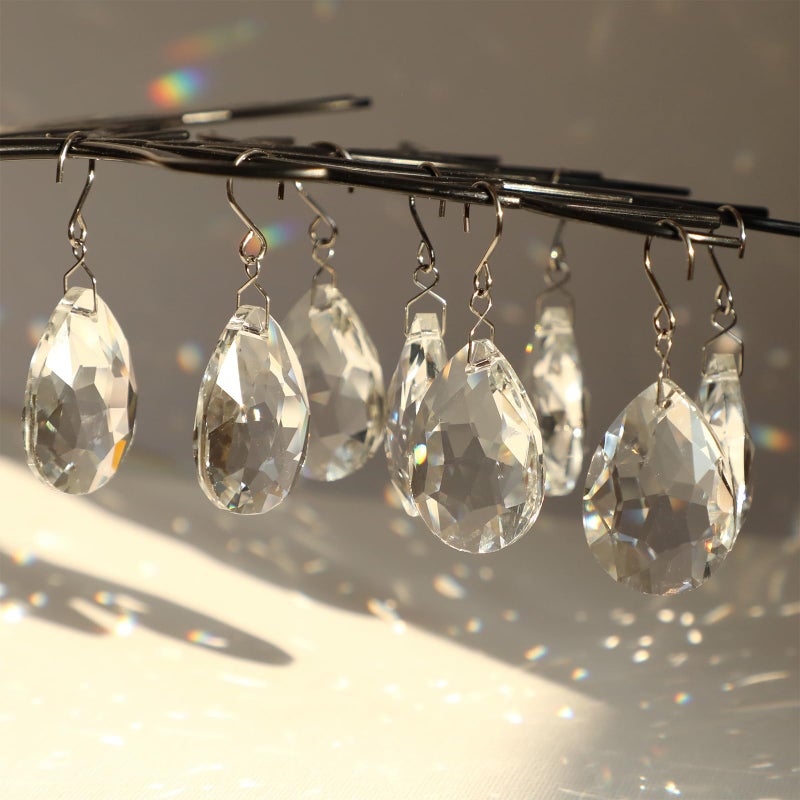 HYBEADS 10pcs 38mm Crystal Suncatcher, Hanging Clear Teardrops Crystals Chandelier Parts Prisms Pendants with Hook for Windows Lamp Christmas Tree Decorations Home Decor - Image 1