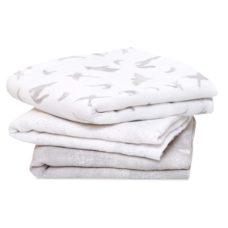 aden + anais Boutique Musy Squares, 100% Organic Cotton Muslin, Lightweight and Beathable Diaper Bag Essential, 3 Pack, Map The Stars - Image 1