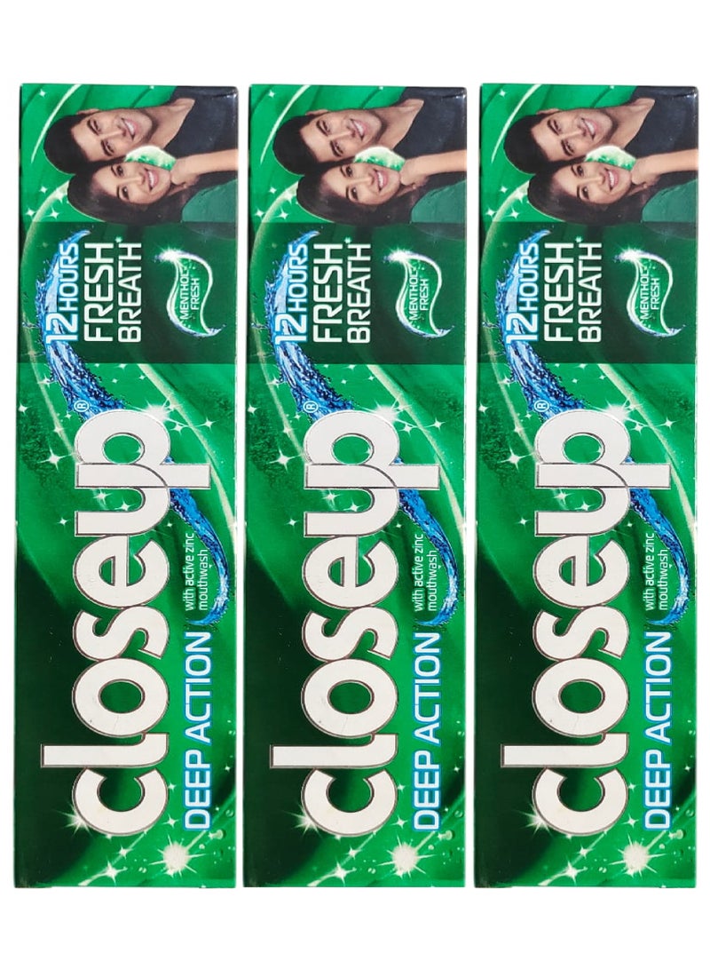 Close Up 3 pices of Deep Action Toothpaste  with active zinc Mouthwash 3X120ml - Image 1