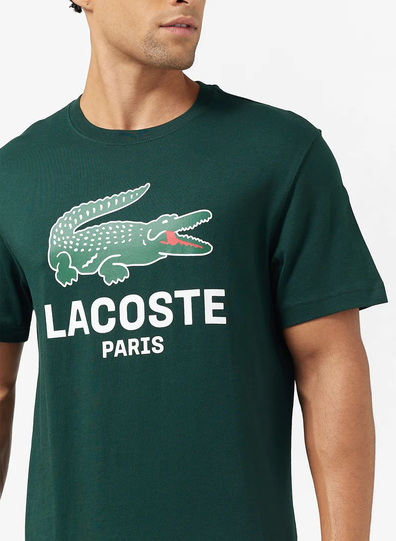 لاكوست Regular Fit Printed Crew Neck T-Shirt