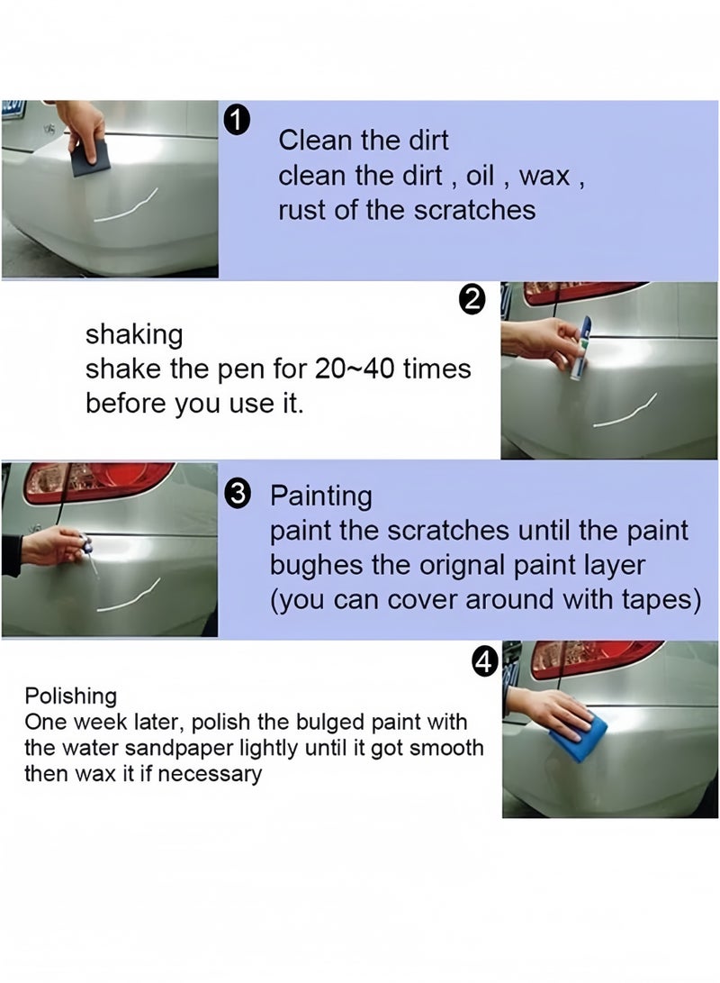 Lee Yon 4 Pcs Scratch Repair Pen for Car/ Motorcycle/ Boat, Car Scratch Remover Pen, Touch Up Paint Pen for Cars (Black,Red,Silver,White, 12ml each) - Image 5