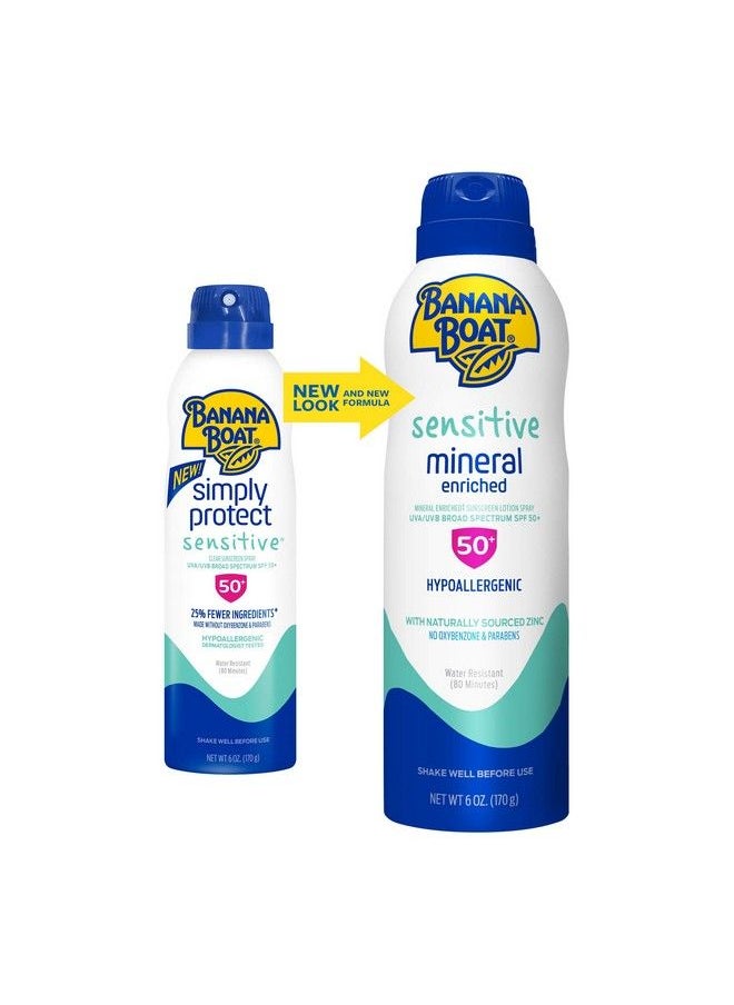 BANANA BOAT Mineral Enriched Sunscreen Sensitive Skin Broad Spectrum Spray Spf 50 6Oz Twin Pack  - Image 4