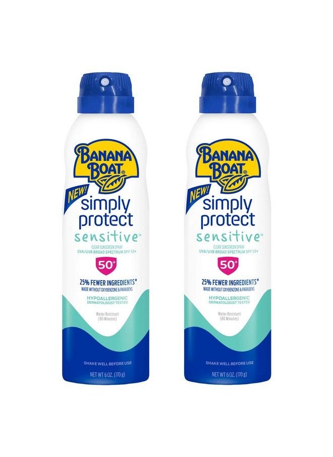 BANANA BOAT Mineral Enriched Sunscreen Sensitive Skin Broad Spectrum Spray Spf 50 6Oz Twin Pack  - Image 1