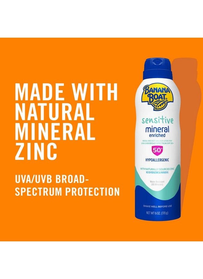 BANANA BOAT Mineral Enriched Sunscreen Sensitive Skin Broad Spectrum Spray Spf 50 6Oz Twin Pack  - Image 5