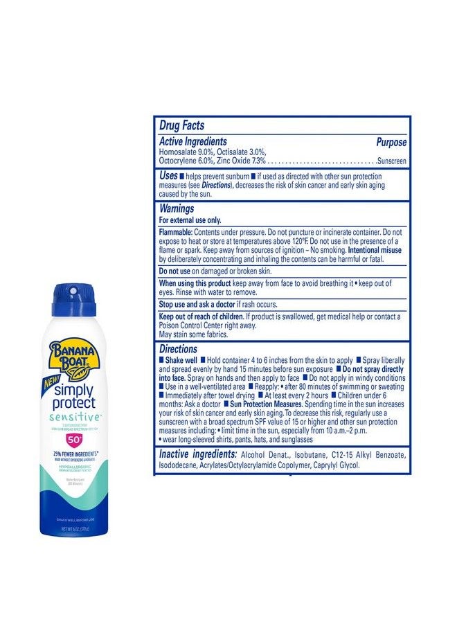 BANANA BOAT Mineral Enriched Sunscreen Sensitive Skin Broad Spectrum Spray Spf 50 6Oz Twin Pack  - Image 3