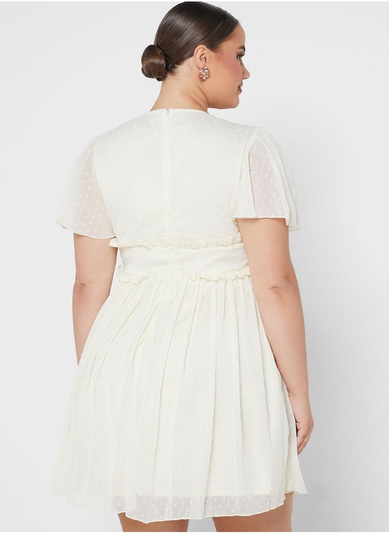 Anaya with Love Curve - Plunge Neck Ruffle Waist Dress - Image 1