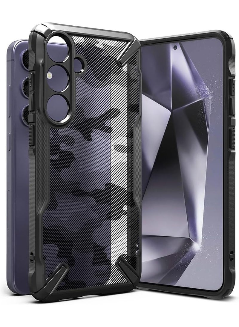 Ringke Fusion-X Case Compatible With Samsung Galaxy S24 Plus 5G Case (2024), Clear Hard Back With Shockproof Protective Bumper Phone Cover for S24 Plus Camo Black - Image 1