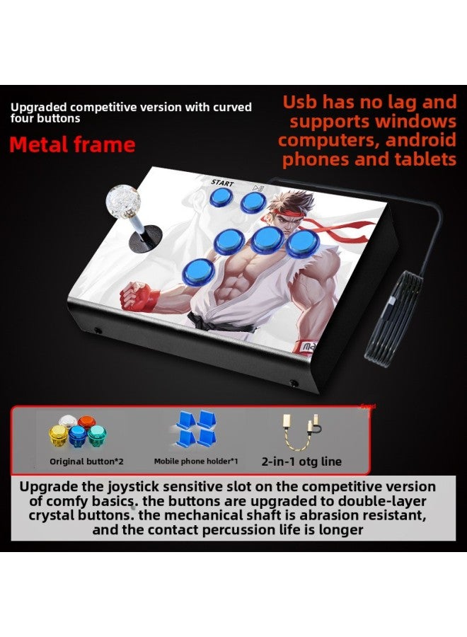 Arcade Rocker Computer Mobile Phone USB Gaming Rocker Fighting Home Gamepad 97 King Of Fighters Arcade Rocker-Product Color:Upgraded Competitive Version, Metal Frame, Curved Four Buttons  - Image 1