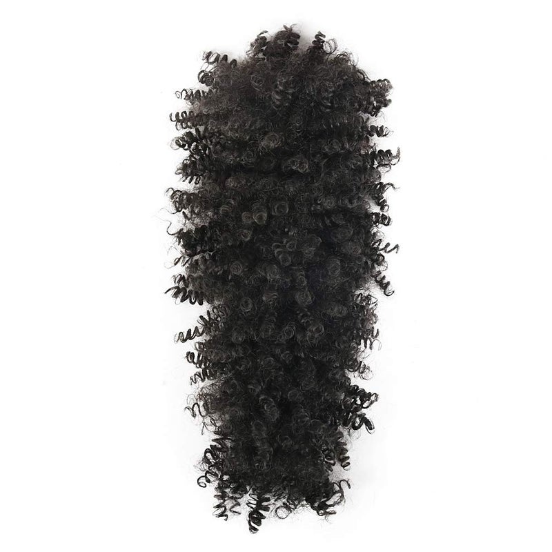 Aisaide High Puff Afro Mohawk Ponytail with Bangs No Drawstring,Short Kinky Curly No Drawstring Ponytail Extension,Synthetic Clip in Mohawk Ponytail Bun with Bangs,Wrap Updo Clip in Hair Extensions - Image 4
