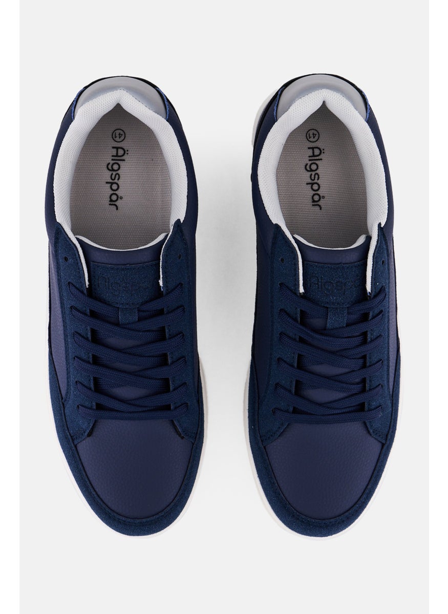 Algspar Men Brand Logo Lace Up Casual Shoes, Navy  - Image 2